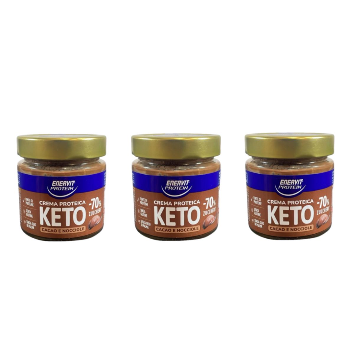 Crema proteica de cacao y avellanas Enervit Protein Keto – Untable sin gluten, -70% de azúcar, rica en proteínas