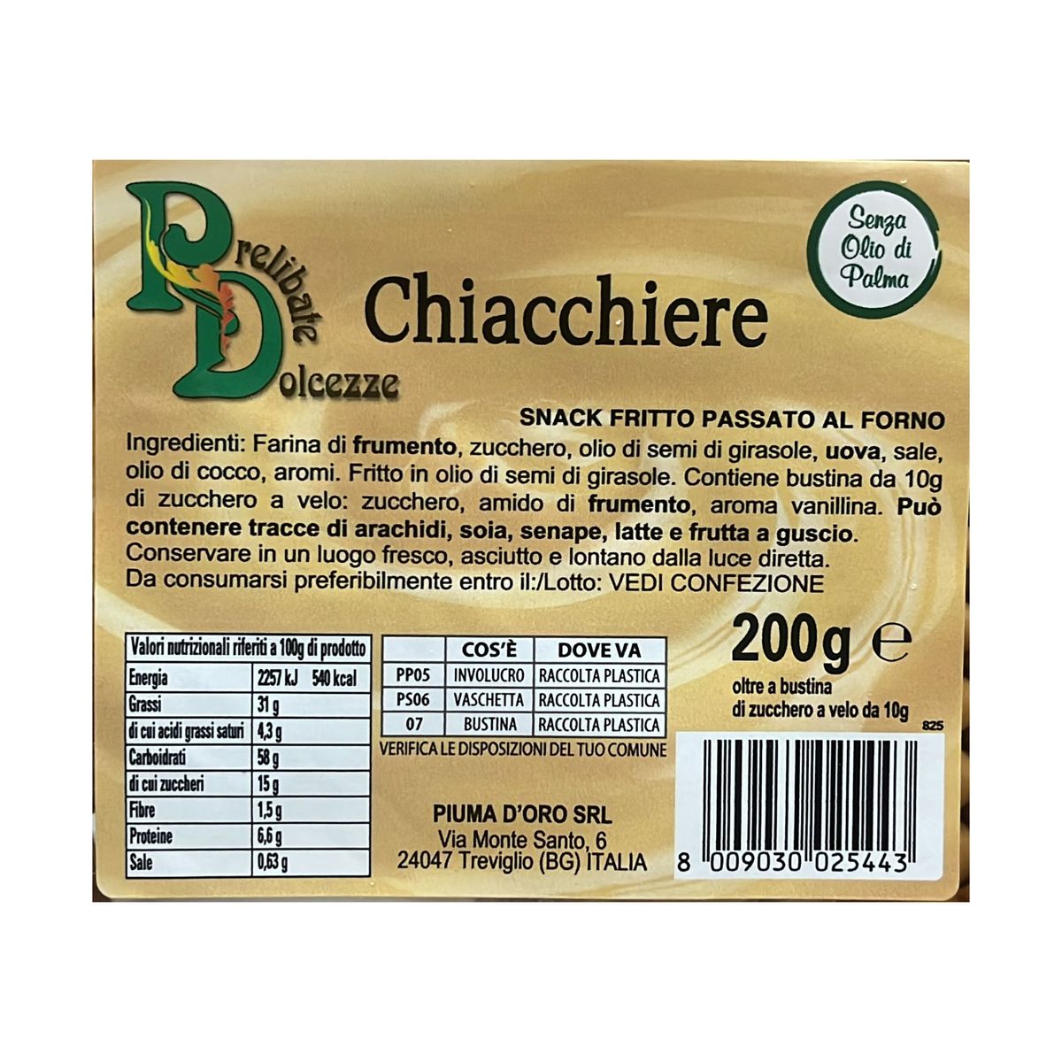 Chiacchiere Carnaval Pluma Dorada 200g