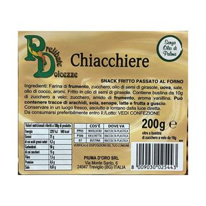 Piuma D’Oro Chiacchiere de Carnaval 200 g – Dulce Tradicional Italiano Crujiente_1