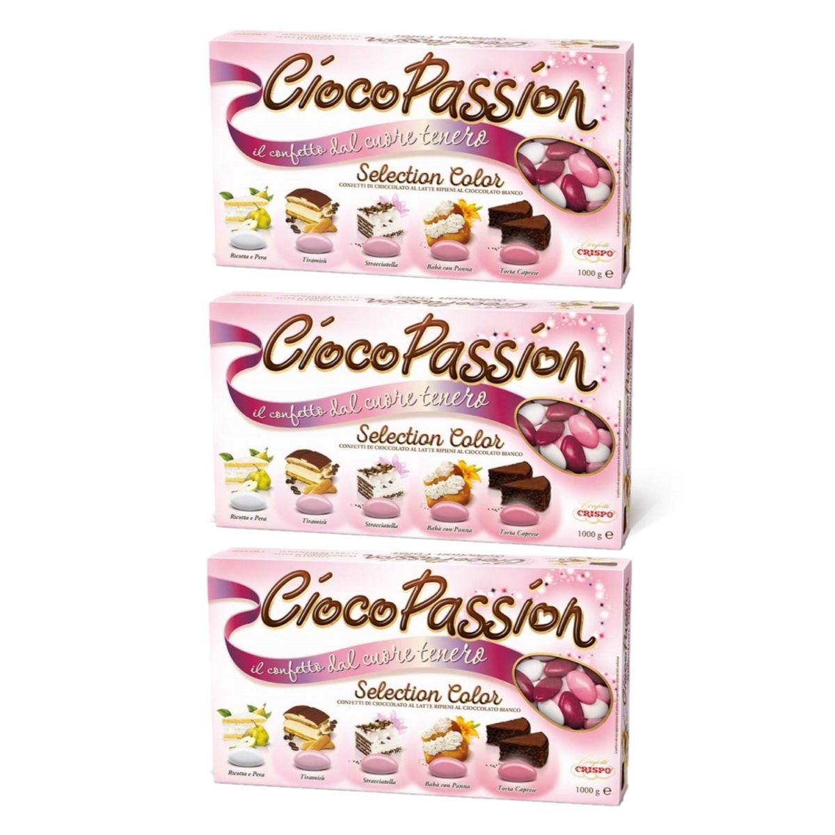 Crispo confeti ciocopassion selección color sabores surtidos rosa 1 kg 3 piezas