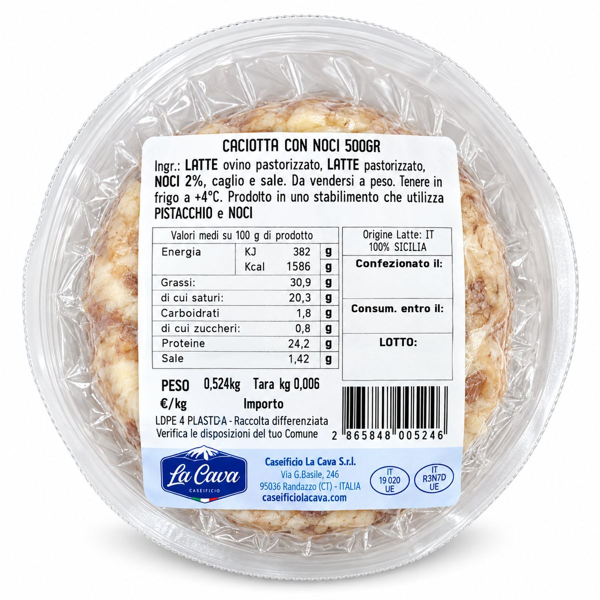 Cava Canestrato di Sicilia with Walnuts 500g