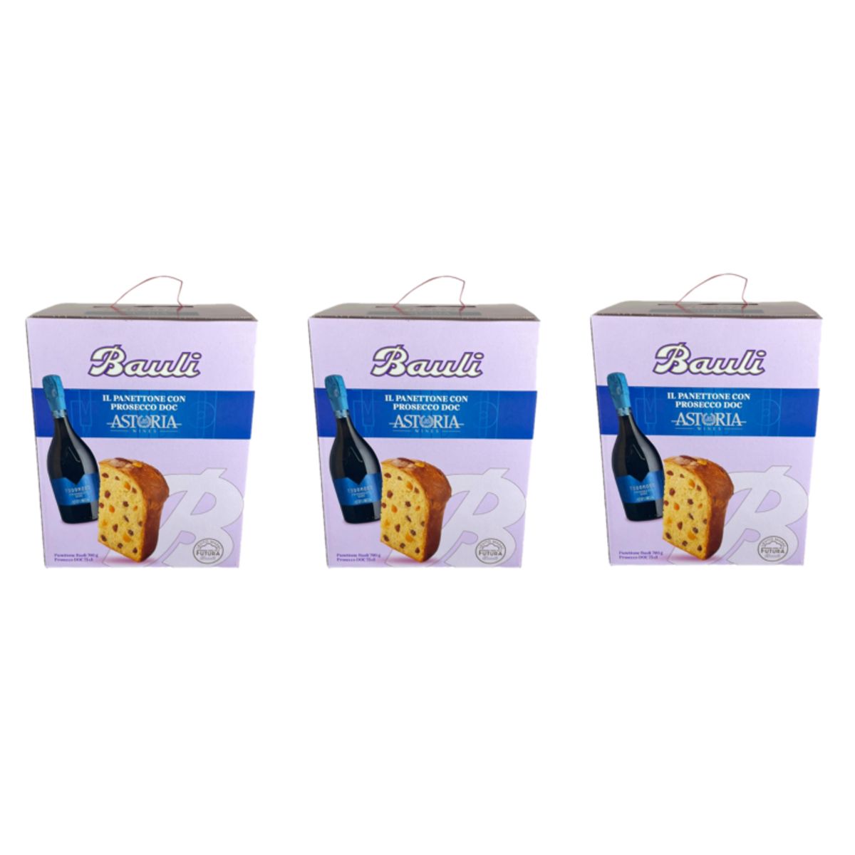 Bauli Il Panettone con Prosecco DOC Astoria – Edizione Regalo 700g + 75cl | Dolce natalizio artigianale con lievitazione naturale e spumante italiano di qualità - 3 Pezzi
