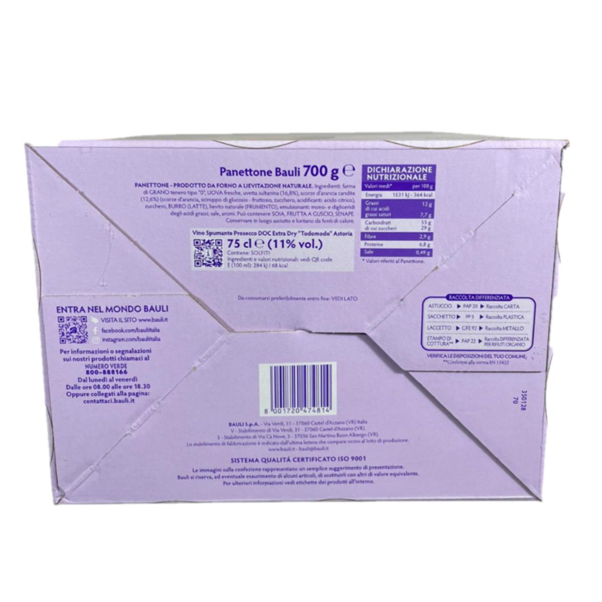 Bauli Il Panettone con Prosecco DOC Astoria – Edizione Regalo 700g + 75cl | Dolce natalizio artigianale con lievitazione naturale e spumante italiano di qualità