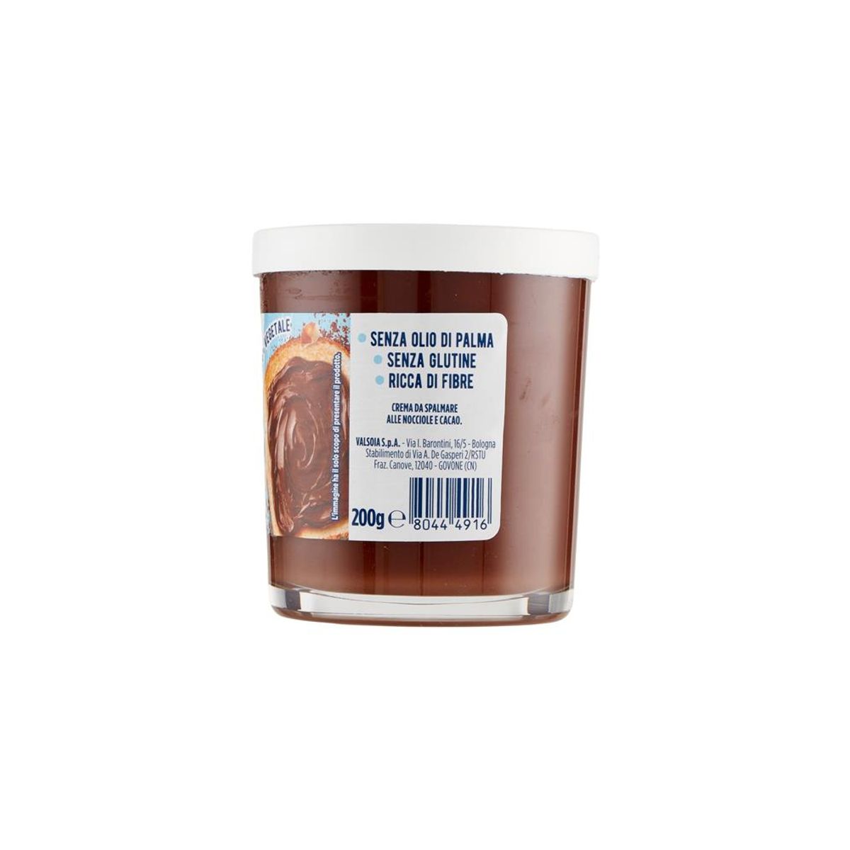 Valsoia 100% Vegetable Hazelnut and Cocoa Cream 200 Gr