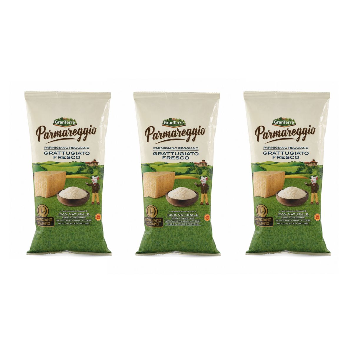 GranTerre Parmareggio Parmigiano Reggiano DOP recién rallado 1 kg - 3 piezas