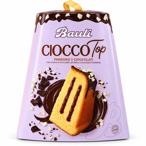 Bauli CioccoTop Pandoro aux Trois Chocolats 750 g – Pandoro Italien Fourré à la Crème au Chocolat