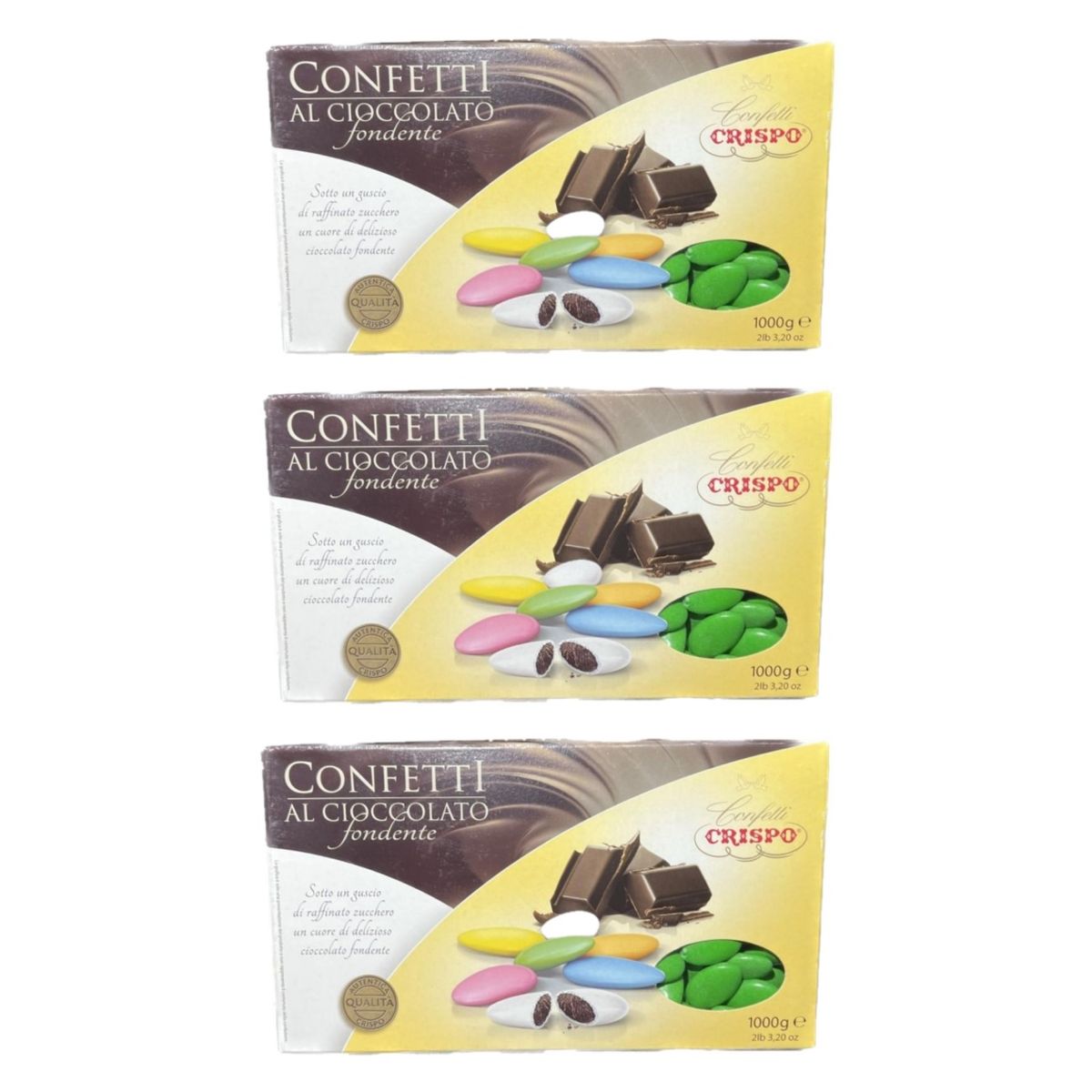 Crispo Confetti al Cioccolato Fondente verdi 1 Kg. 3 pezzi