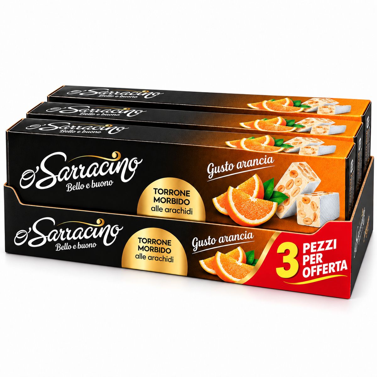 O'Sarracino Soft Torrone Sabor Naranja 150g - 3 piezas