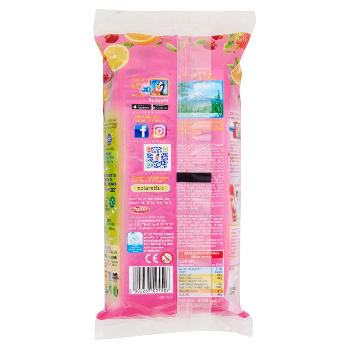 Polaretti Fruit Green Glaces prêtes à congeler 10 pièces 420 ml.