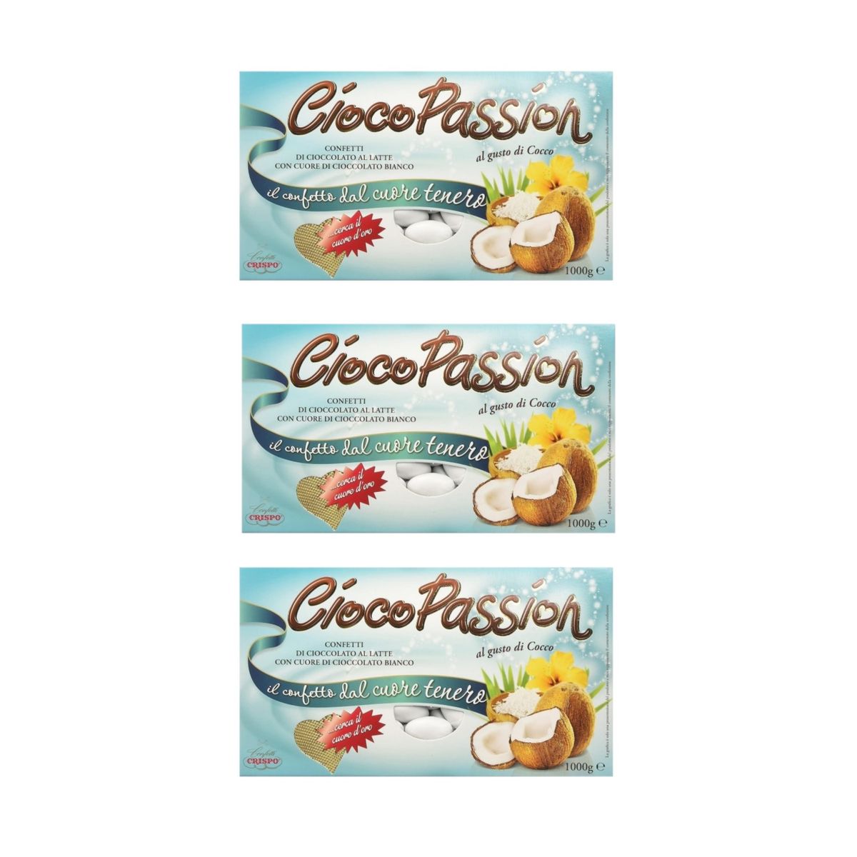 Crispo Confetti CiocoPassion Coco 1 kg. - 3 piezas