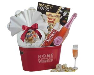 eschenkset „Spumantiera Fanny“ – Vergani Panettone, Collarin Rosé Sekt, Virginia Amaretti & Crispiani Nougat – Eleganter Weinkühler von Villa Guelfa