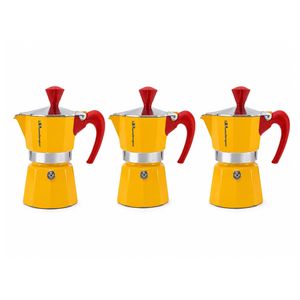 Passalacqua Caffettiera Moka Gialla con Manico Rosso – Caffettiera in Alluminio Edizione Brandizzata_0