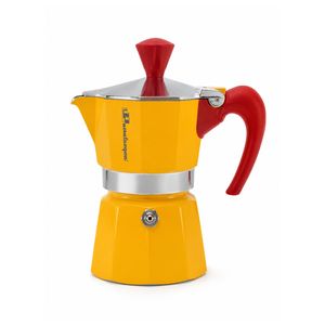 Passalacqua Caffettiera Moka Gialla con Manico Rosso – Caffettiera in Alluminio Edizione Brandizzata