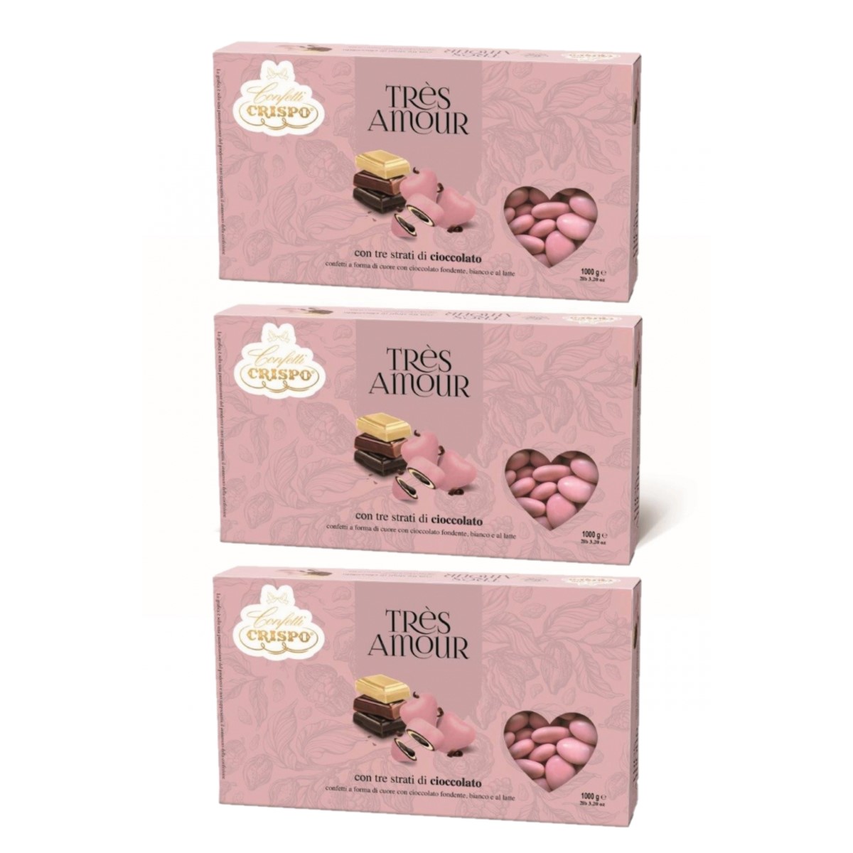 crispo Confetti Très Amour Pink 1 Kg. 3 pieces