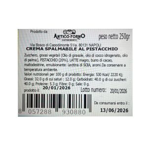 Antico Forno Crema Spalmabile al Pistacchio 250 g – Crema Dolce con Pistacchio 20%_1