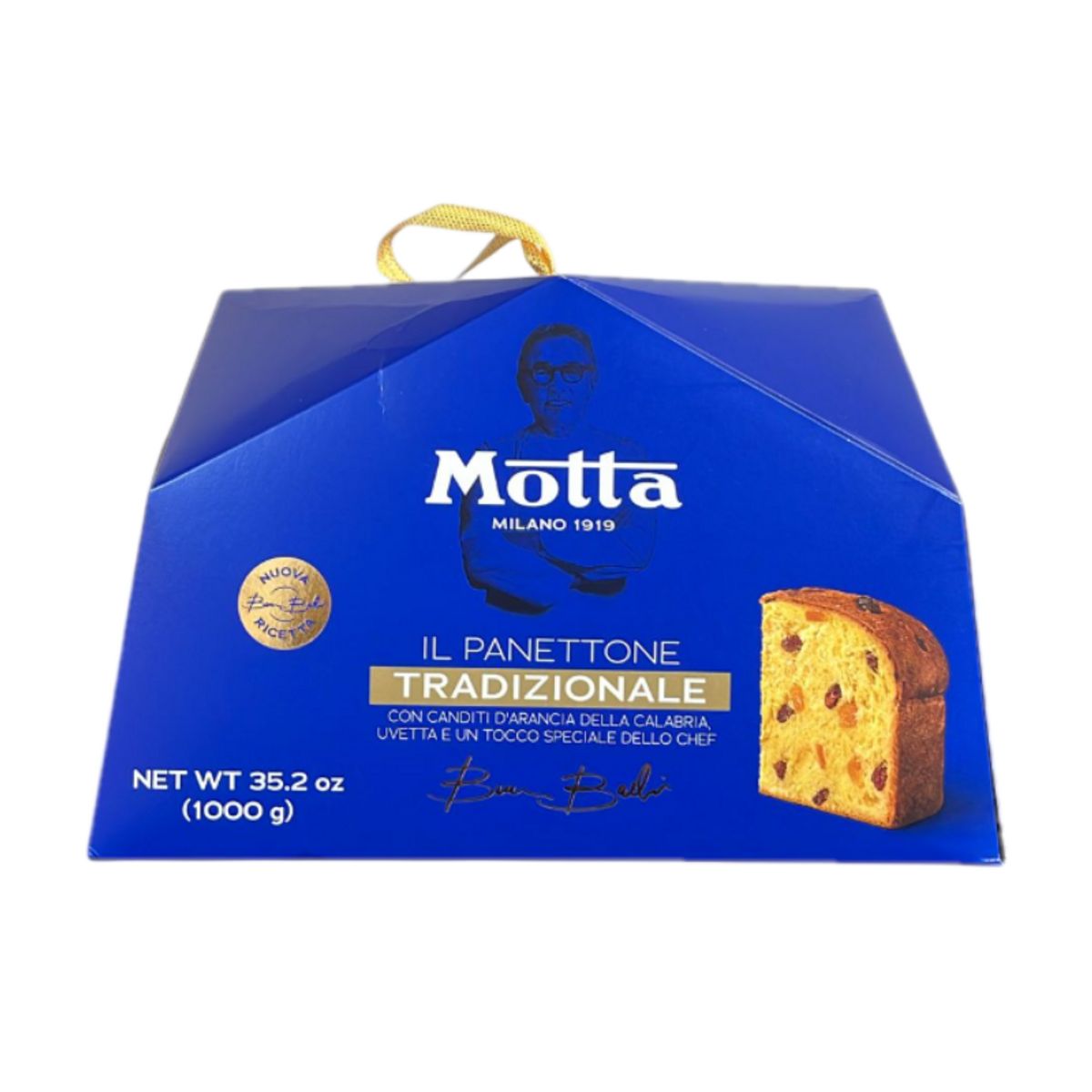 Motta Traditional Panettone 1kg – Classic Recipe with Candied Calabrian Oranges and Raisins – Designed by Chef Bruno Barbieri