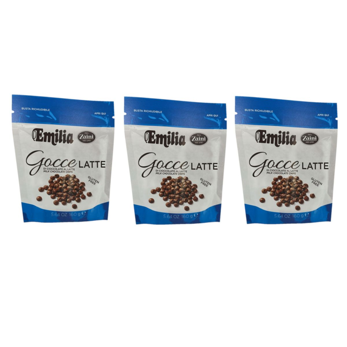 Emilia Zaini Milk Chocolate Chips 160g - 3 Pieces