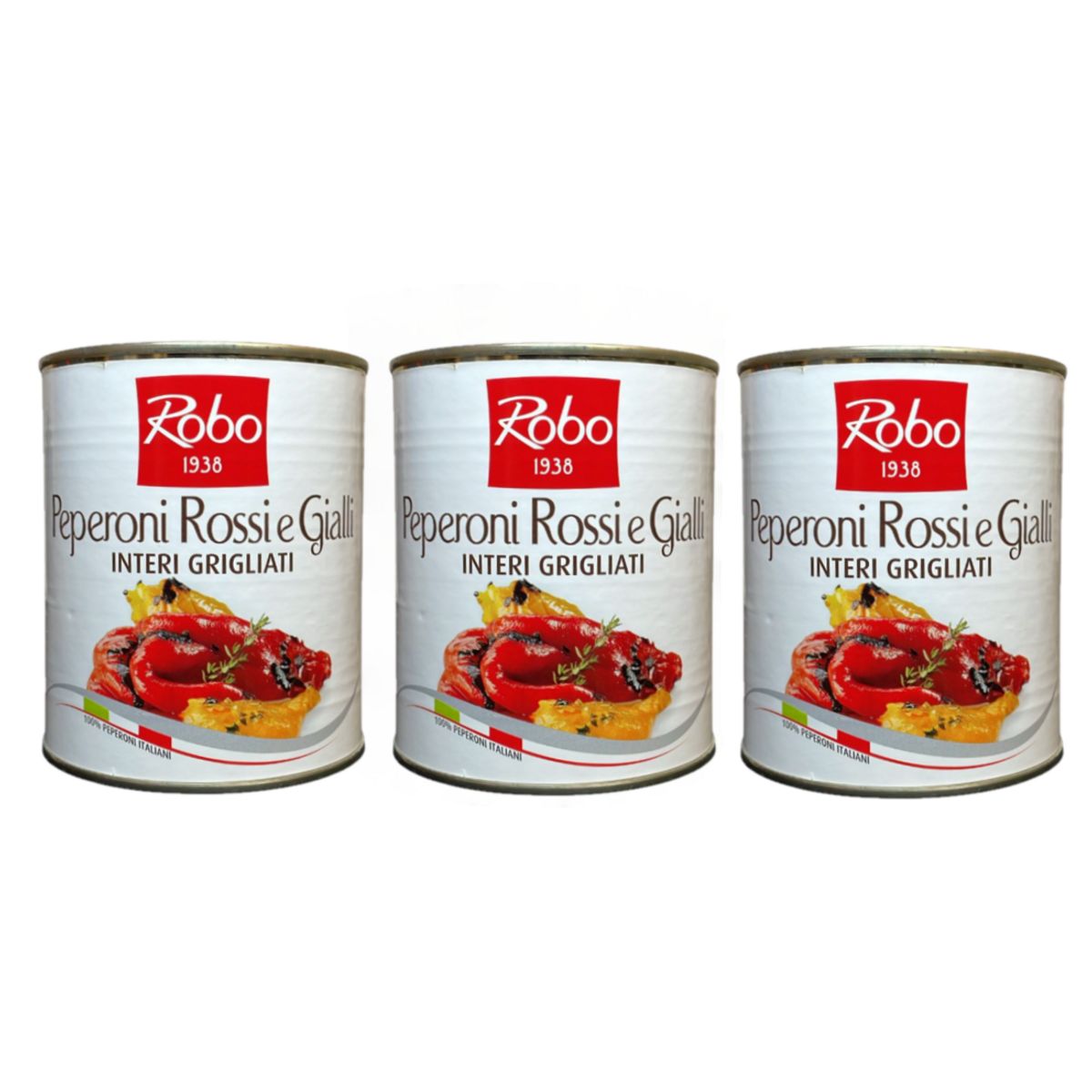 Robo Peperoni Rossi e Gialli Interi Grigliati 800 Gr - 3 Pezzi