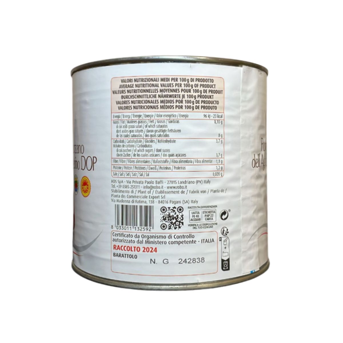 Tomates Robo San Marzano de Agro Saranese-Nocerino DOP 2500g