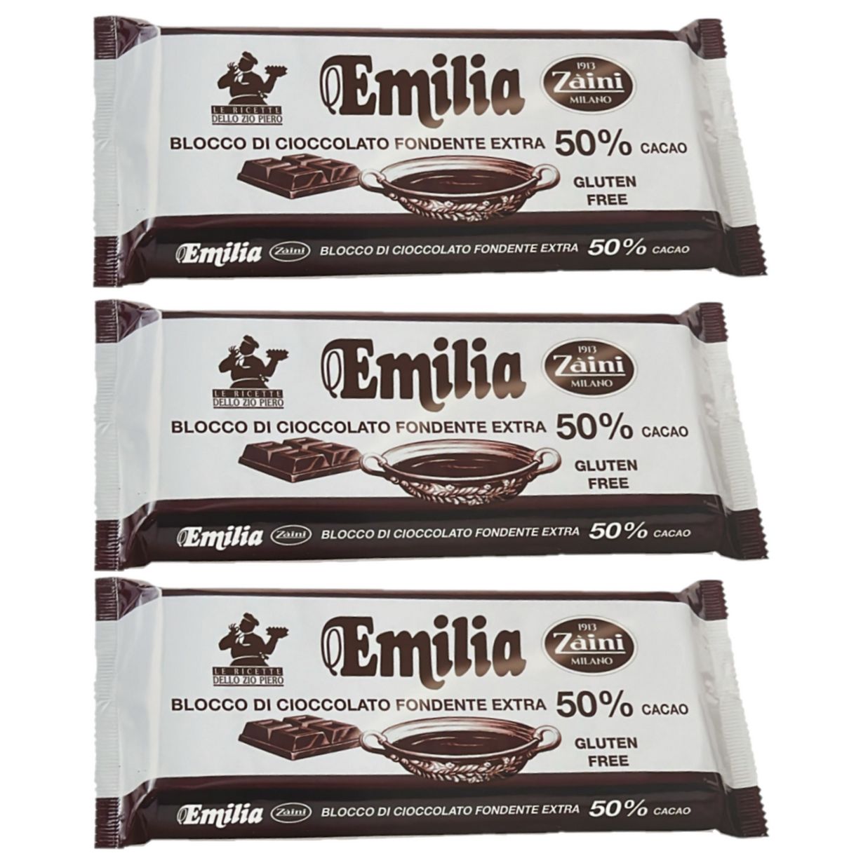 Zaini Extra Dark Chocolate Block 50% 1 kg - 3 Pieces