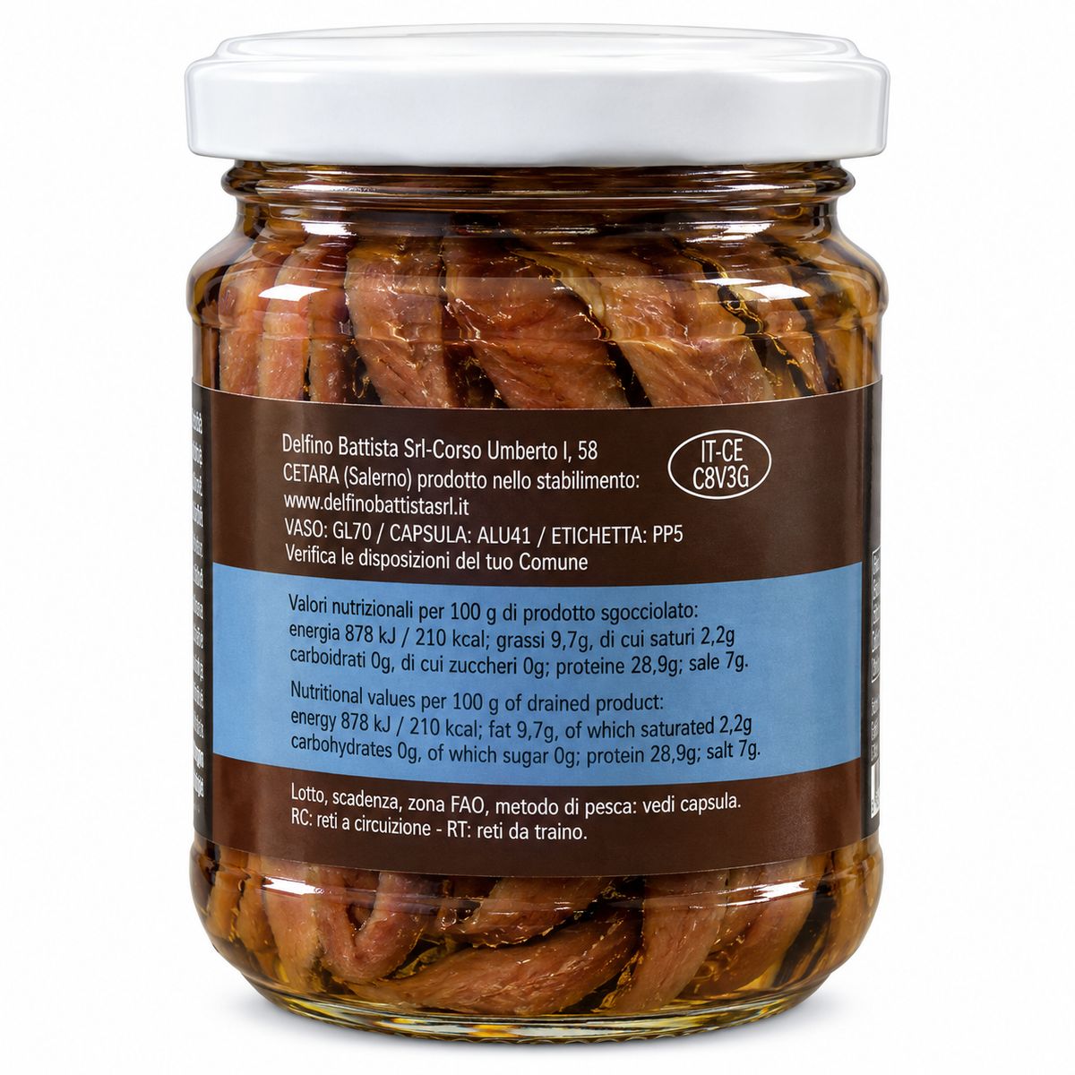 Delfino Battista Sardellenfilets in Öl 212 ml