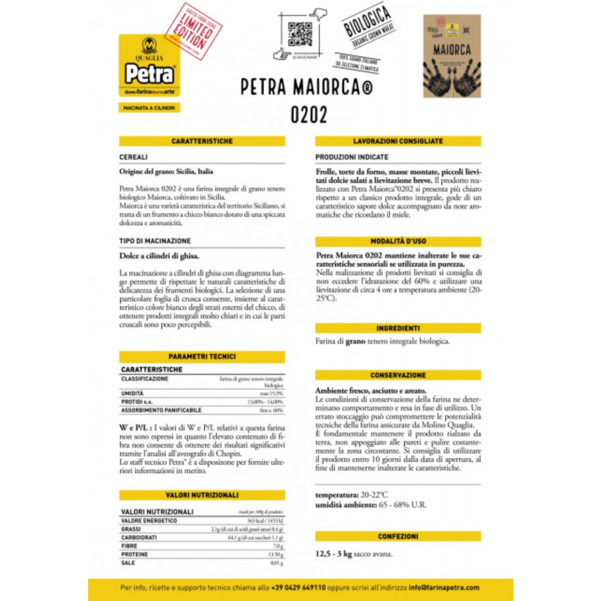 Molino Quaglia Flour PETRA 0202 Maiorca Kg. 12.5