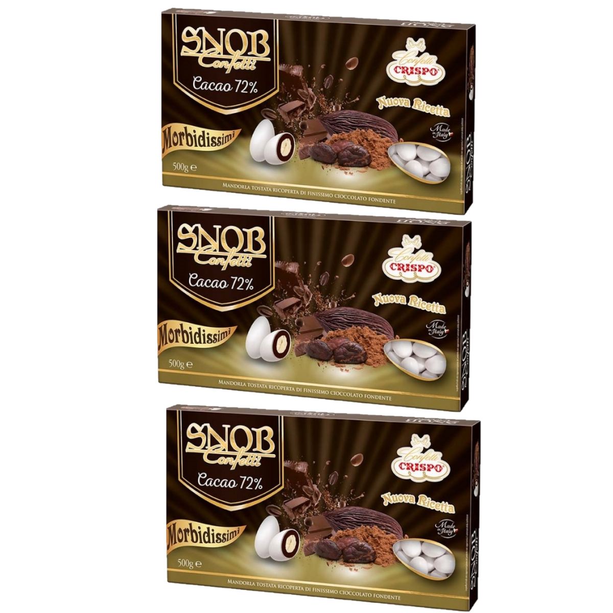 Crispo Confetti Snob al Cacao 72% 500 Gr. - 3 Pezzi