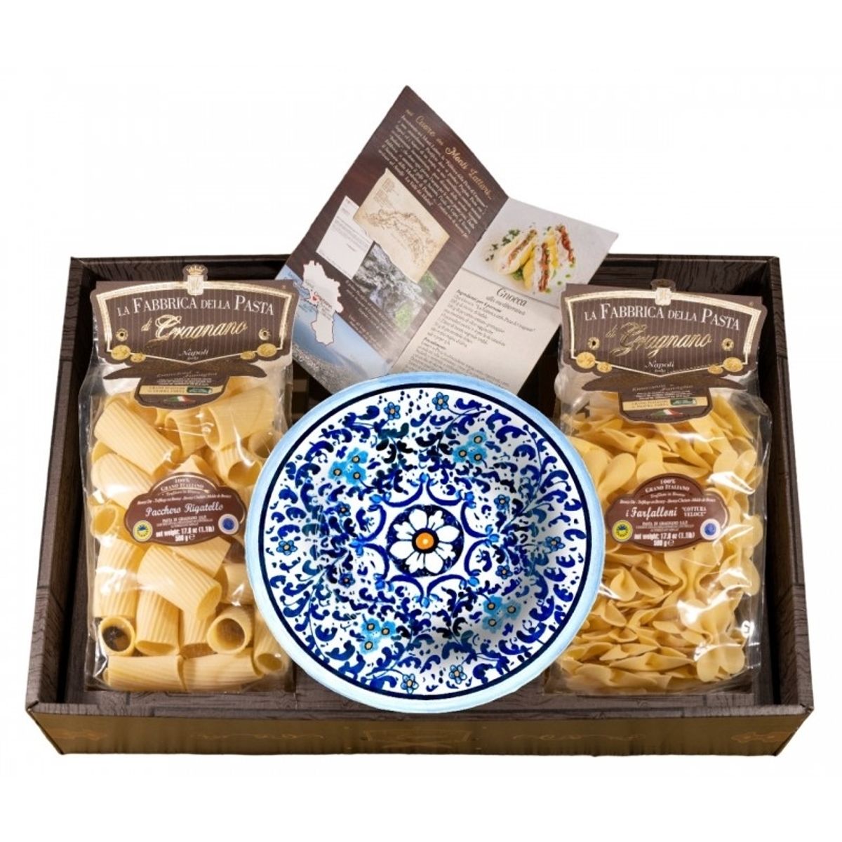 La Fabbrica della Pasta di Gragnano "Confezione regalo 800 style con piatto fondo , pasta e condimento" Pasta di Gragnano IGP