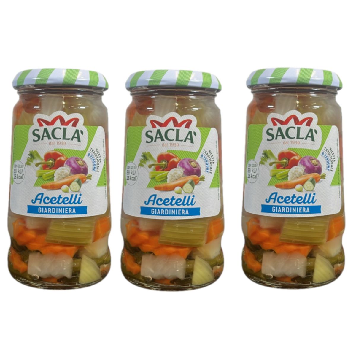 Saclà Acetelli Giardiniera , verdure miste all'aceto di vino 290 Gr - 3 Pezzi