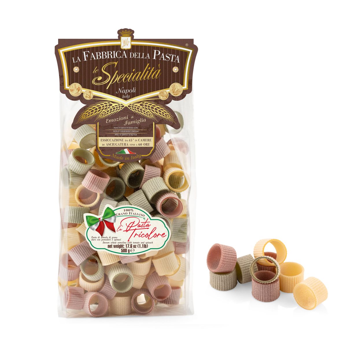 La Fabbrica della Pasta di Gragnano "Calamarata rigata tricolore" 500 Gr.