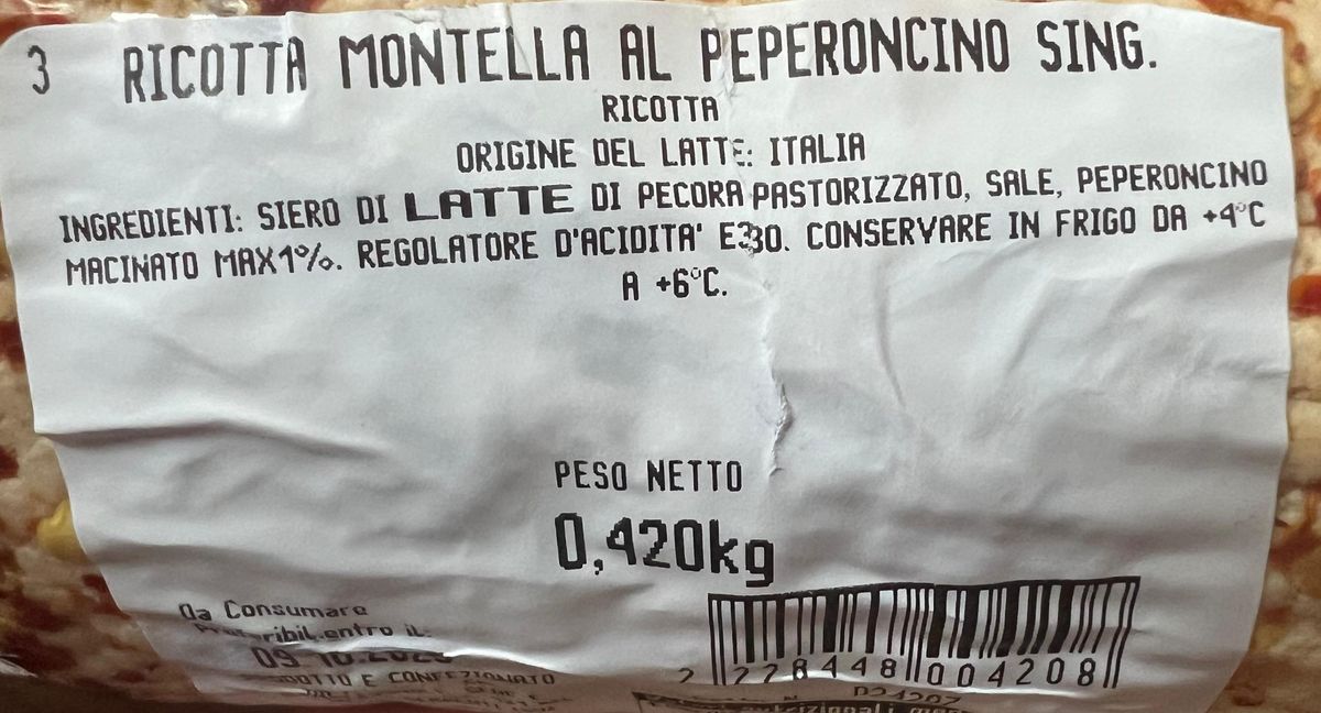 Central Ricotta Montella al Peperoncino 400 Gr.