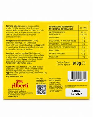 Strega Alberti Torrone Strega Cubierto de Chocolate con Leche y Avellanas 9 Piezas 810 g_1