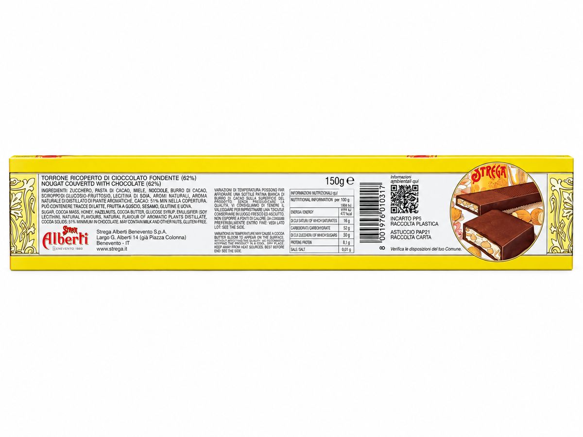Strega Alberti Torrone Strega Chocolate Negro 62% 150g