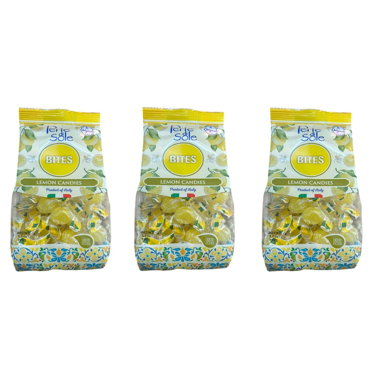 Perle di Sole Bites Lemon Candies Caramelle Ripiene al Limone 100 g - pezzi