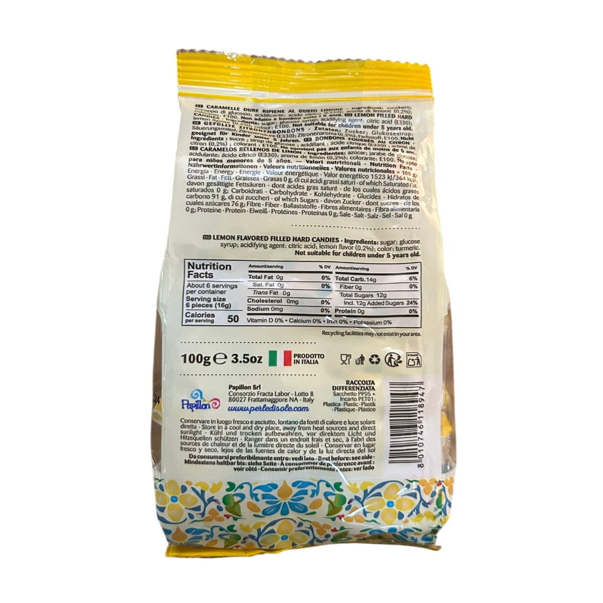 Perle di Sole Bites Lemon Candies Caramelle Ripiene al Limone 100 g