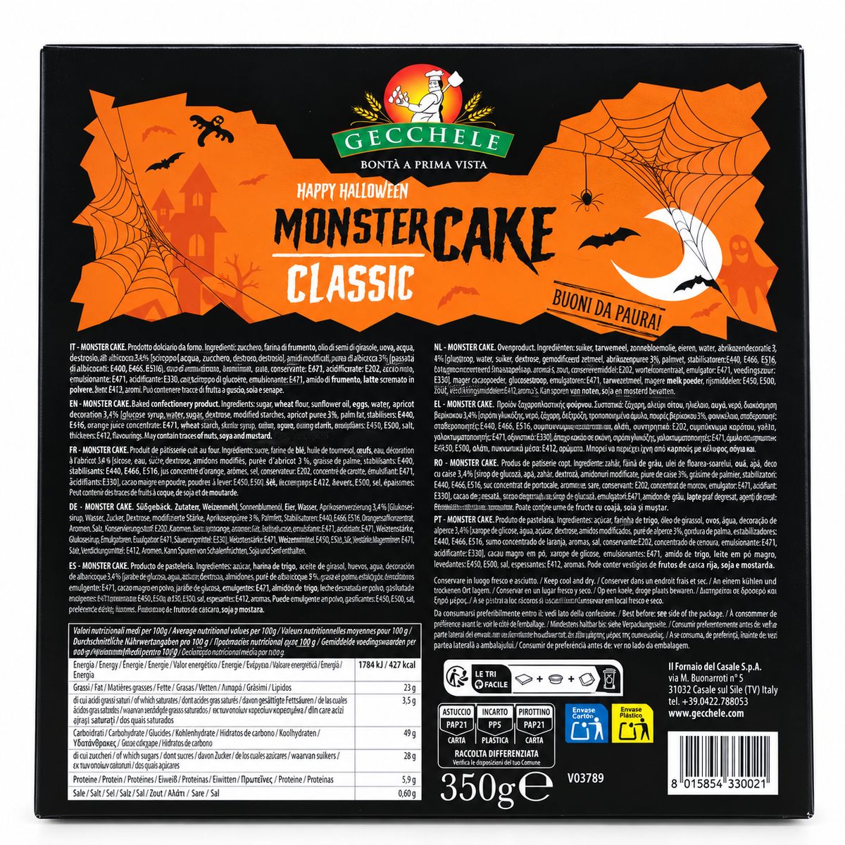 Gecchele Monster Cake Classique Halloween 350 g | YouDreamItalie
