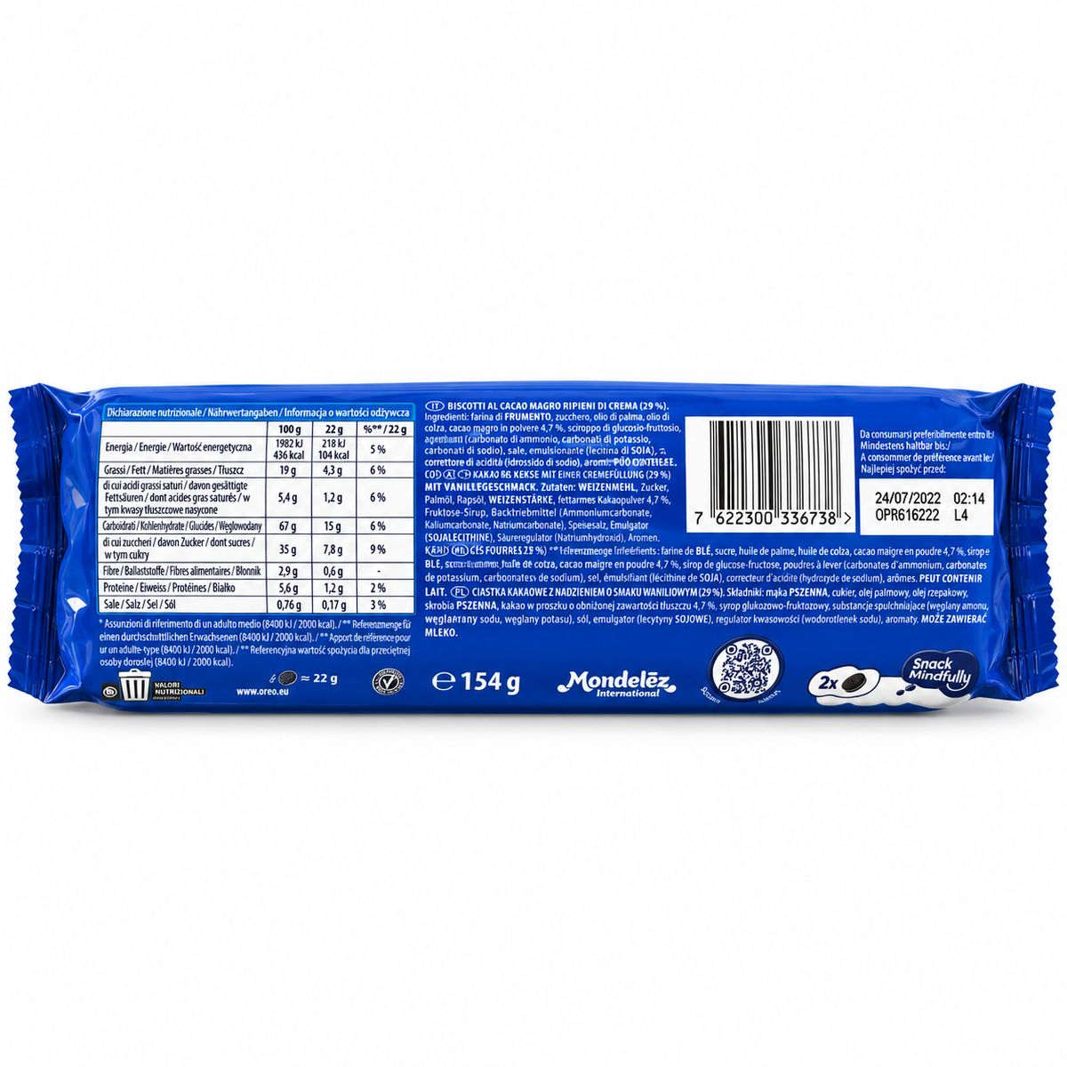 Oreo Original Cocoa and Vanilla Cookies 154 g