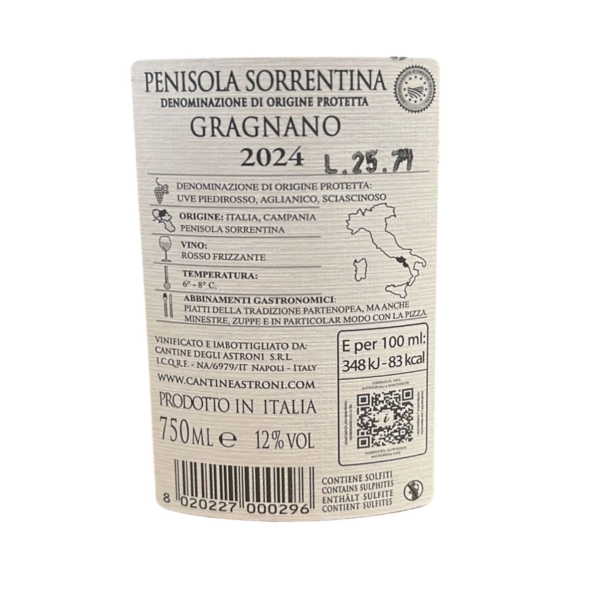 Cantine Astroni Vino Gragnano Penisola Sorrentina  D.O.P. rosso