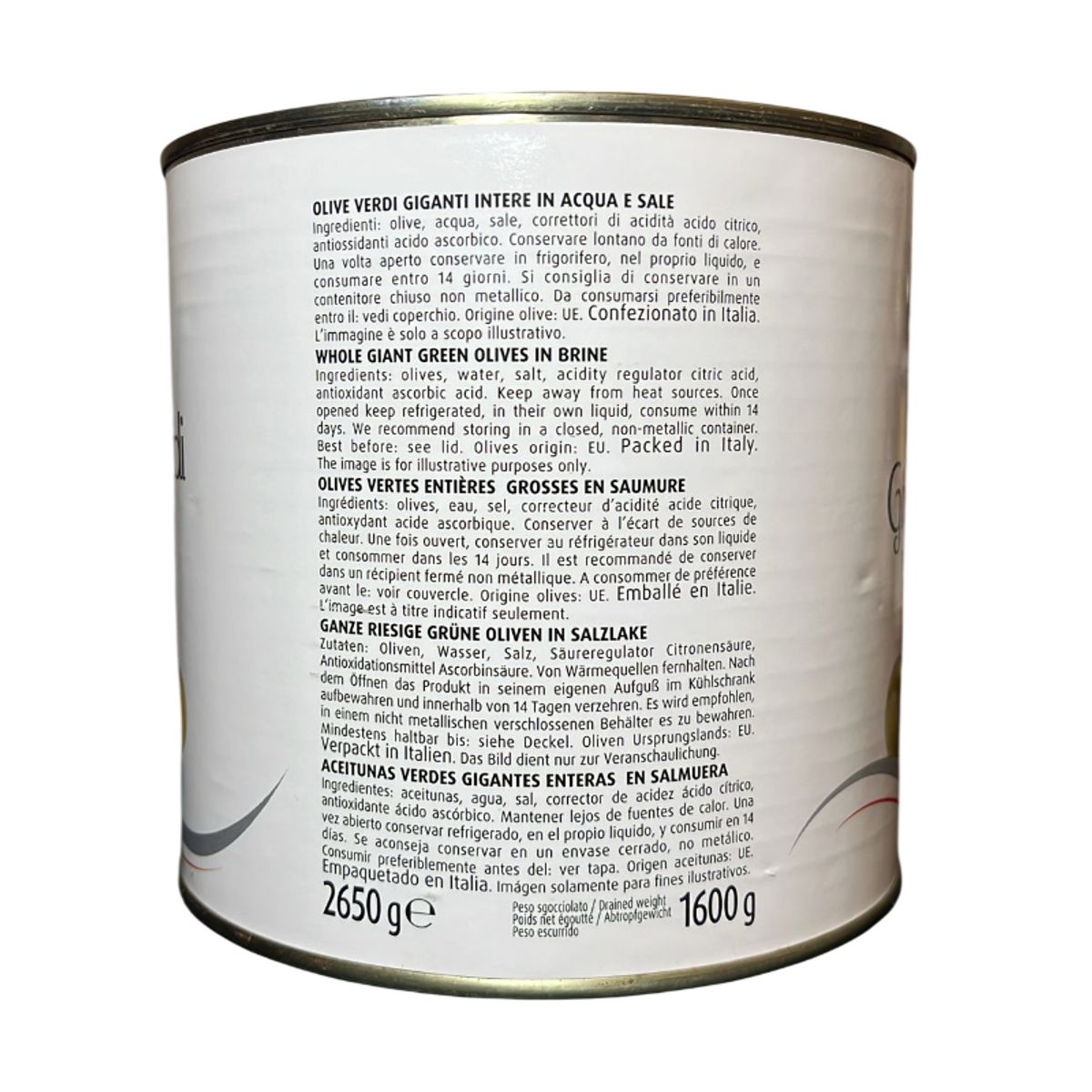 Robo Giant Green Olives in a Tin 2650 g