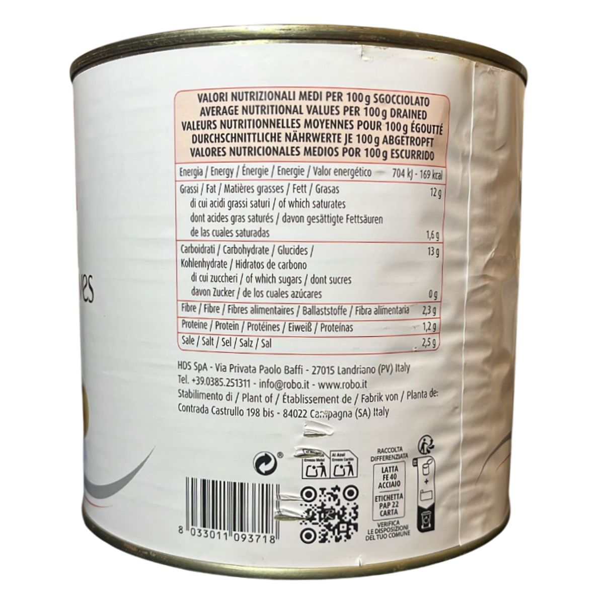 Robo Giant Green Olives in a Tin 2650 g