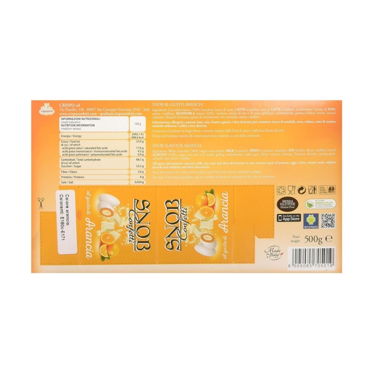 Crispo Confetti Snob Naranja Blanco 500 Gr.