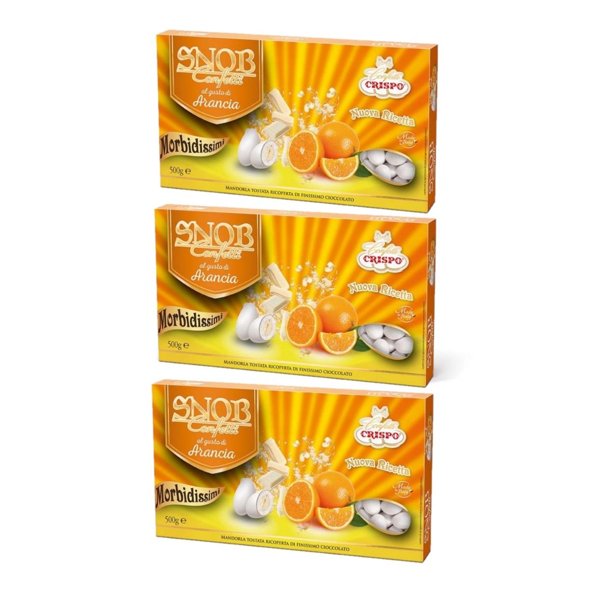 Crispo Confetti Snob Naranja color blanco 500gr 3 piezas