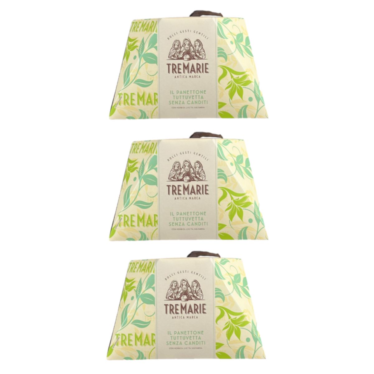 Tre Marie Panettone Tutuetta Without Candied Fruit 1kg – Traditional Panettone with Soft Sultanas – 100% Italian Wheat - 3 Pieces