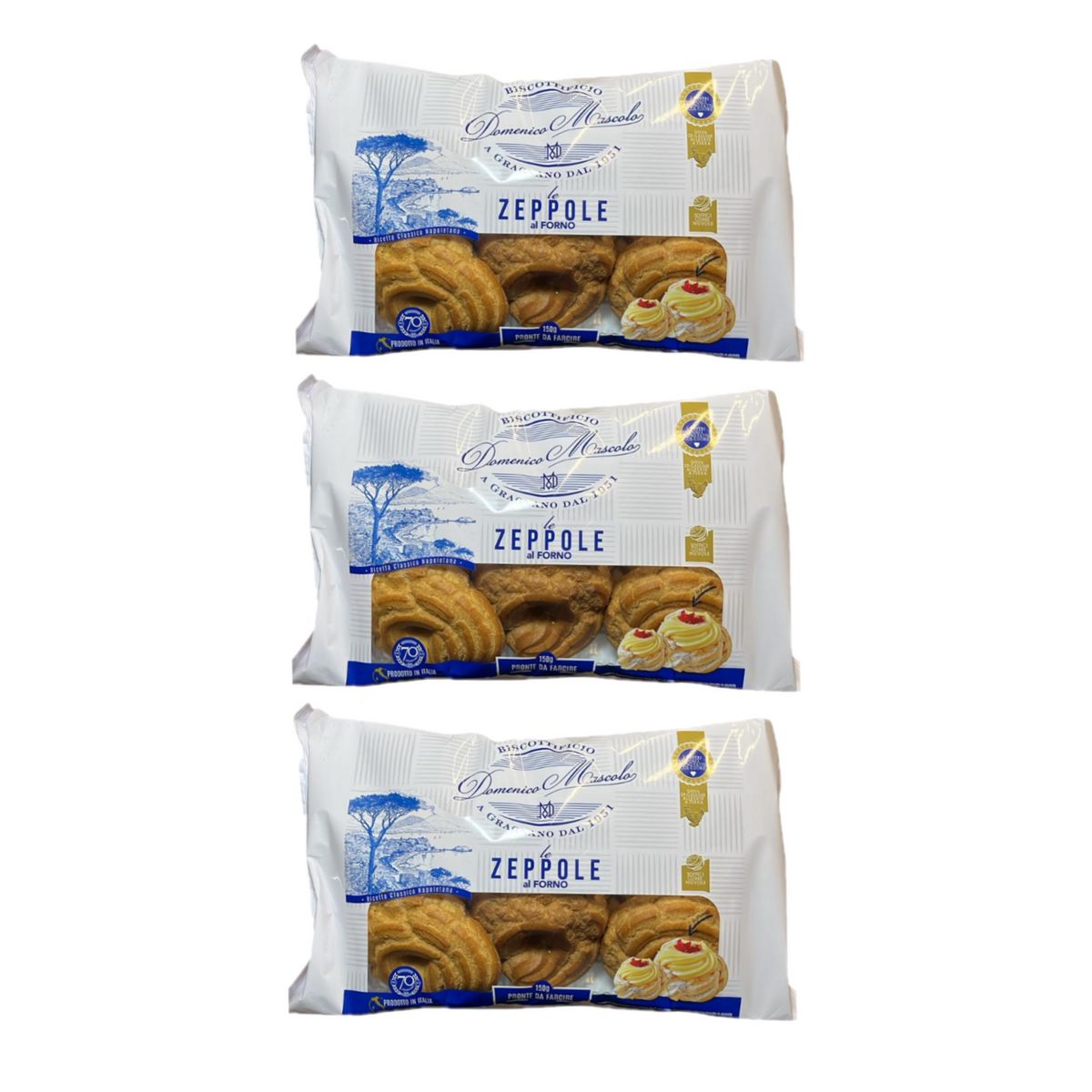 Mascolo Biscuit Factory St. Joseph's Baked Zeppole to be Stuffed 150g - 3 Pieces