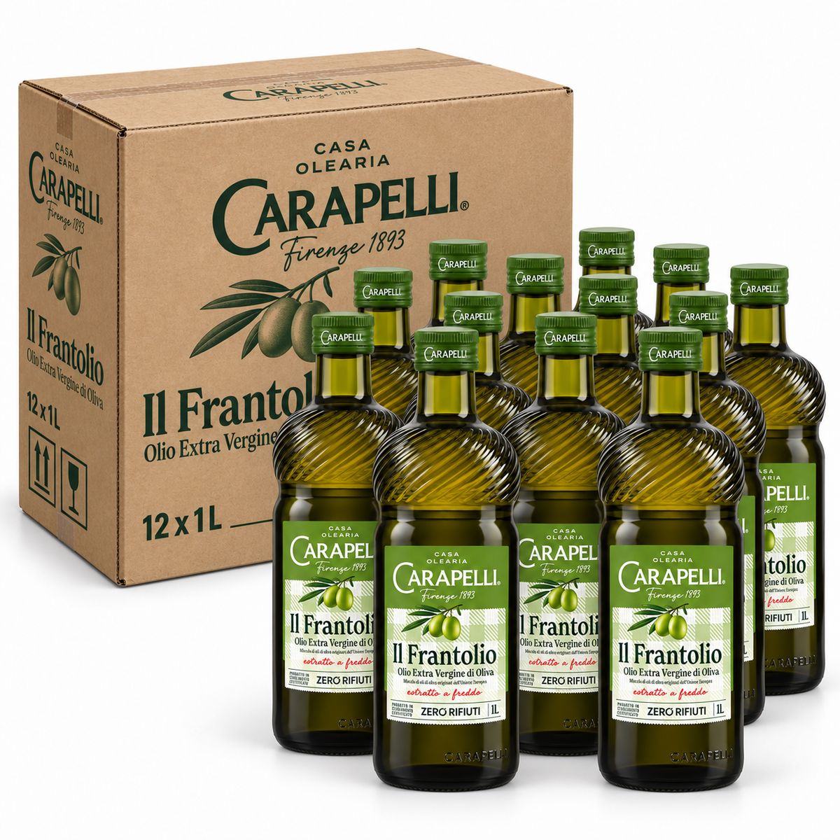 Carapelli Il Frantolio Huile d'Olive Extra Vierge 1 L - 12 pièces