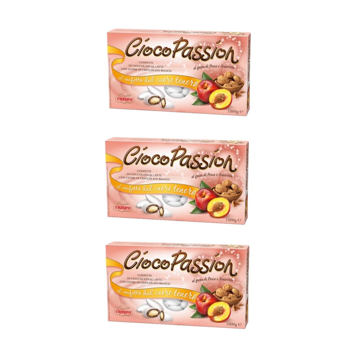 Crispo Confetti CiocoPassion Pêches et Amaretto 1 kg. - 3 pièces
