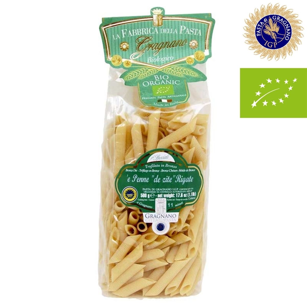La Fabbrica della Pasta di Gragnano "Penne de zite rigate BIO" Pasta di Gragnano IGP 500 Gr.