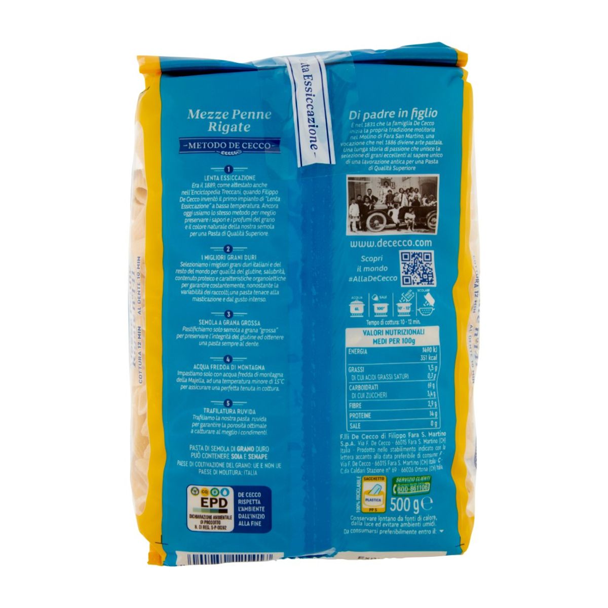 De Cecco mezze penne rigate n°141 500 Gr