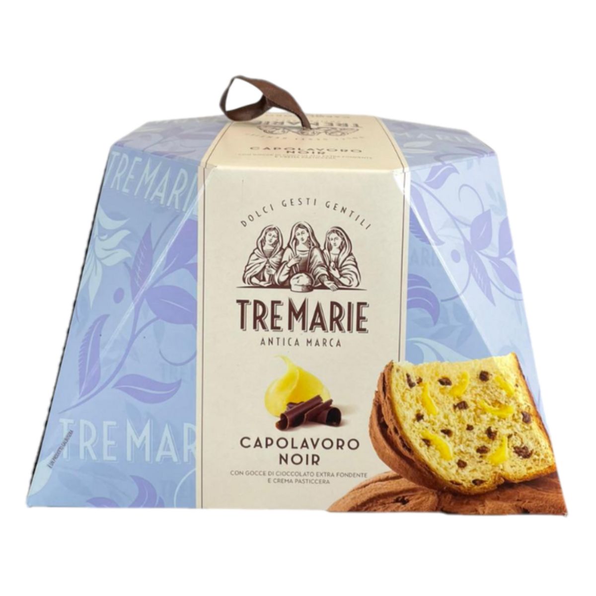 Panettone Tre Marie Capolavoro Noir 830g – À la crème pâtissière et aux pépites de chocolat noir extra – L’excellence de la tradition italienne