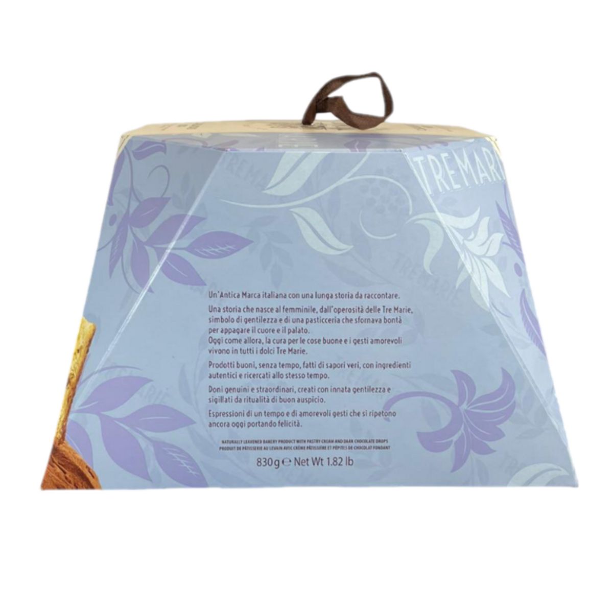 Panettone Tre Marie Capolavoro Noir 830g – À la crème pâtissière et aux pépites de chocolat noir extra – L’excellence de la tradition italienne